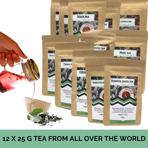 12 verschiedene Teesorten in der Geschenkbox für Teeliebhaber, Teeprobierset mit Teesorten aus aller Welt Geschenkidee für Teetrinker