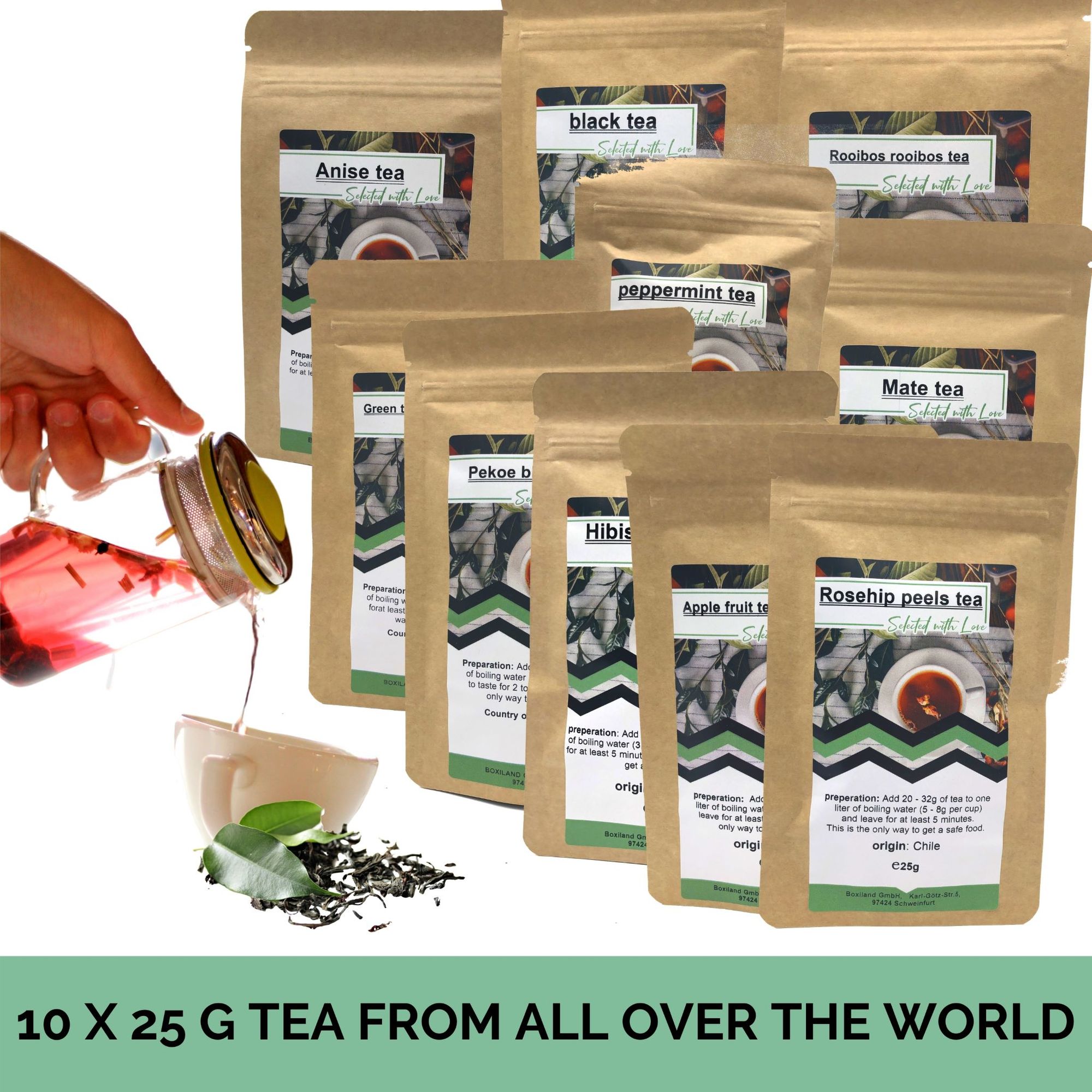 10 verschiedene Teesorten in der Geschenkbox für Teeliebhaber, Teeprobierset mit Teesorten aus aller Welt Geschenkidee für Teetrinker
