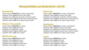 Bierspezialitäten aus Deutschland (die besten deutschen Biere) als Probierpaket zum Verschenken als Geschenkverpackung (Bier + Tasting-Anleitung + Bierbroschüre + Brauereigeschenke + Geschenkkarton) 6 × 0,33l