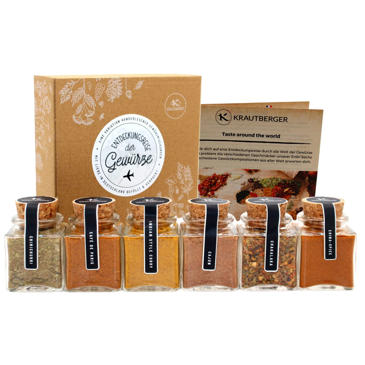 Gewürze Geschenkbox I 6 Gewürzmischungen aus aller Welt Geschenk Premium Box I Geschenkset Gewürz in Bio-Qualität + Rezepte