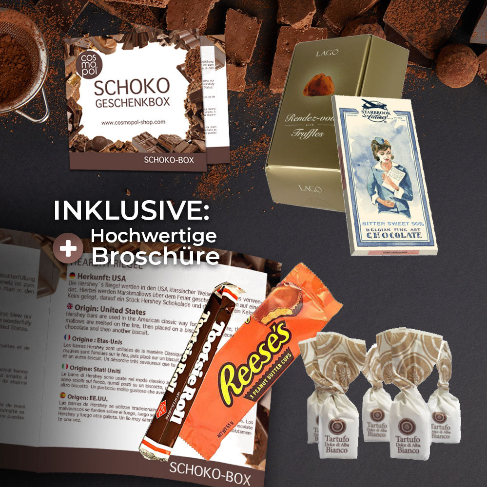 Schokoladen aus aller Welt Premium Geschenkidee | ausgefallene Schokoladenprodukte | besondere Geschenkidee mit internationalen Schoko Spezialitäten