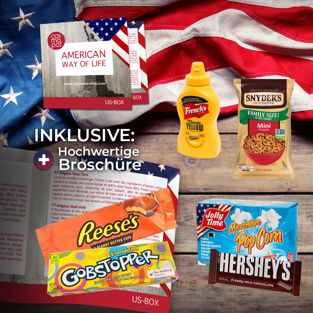 USA Geschenkbox American Way of Life außergewöhnliche Geschenkidee | Geschenk für Männer Frauen besonderes Geschenkset Amerika Süßigkeiten BBQ USA Box