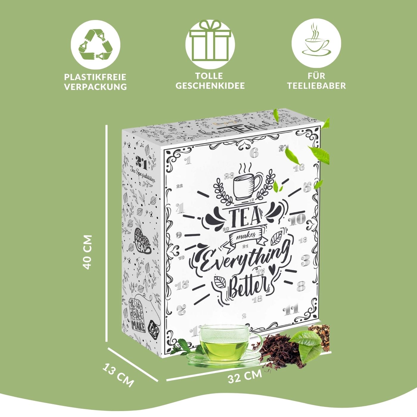 Tee Adventskalender 2023 in BIO-Qualität feinste Teesorten für die Adventszeit I Tee Weihnachtskalender 2023