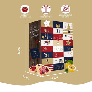 Konfitüren & Marmeladen Adventskalender 2023 mit 24 leckeren Fruchtaufstrichen. Leckere Marmeladen Probierpackungen