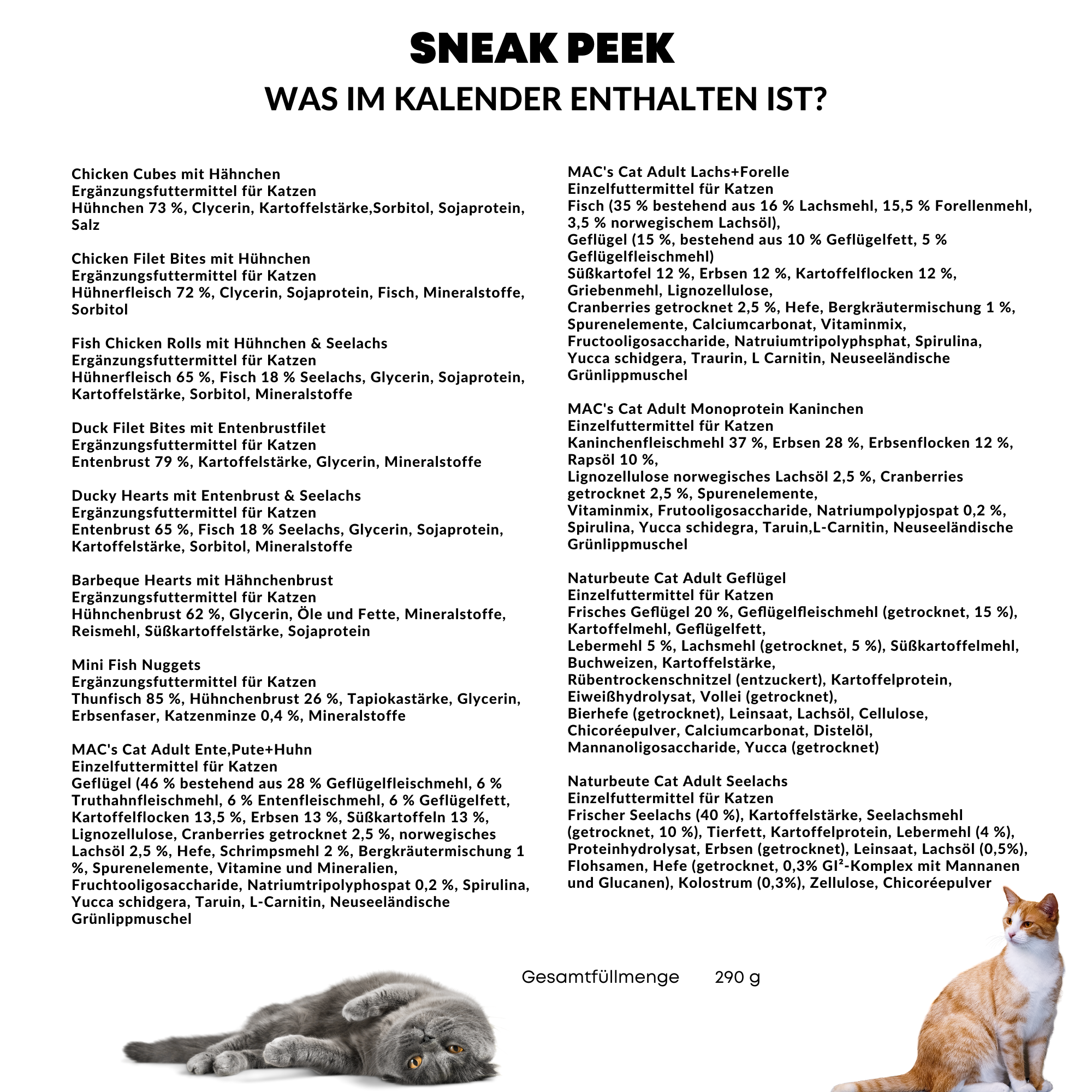 Katzen Adventskalender 2023 mit 24 delikaten Snacks im Katzenkalender I Geschenkidee Katzen